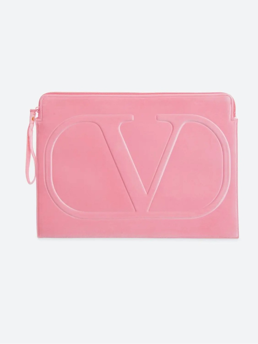 New Valentino Velvet Pink Logo-Embossed Laptop Pouch up to 14 inches laptop fit